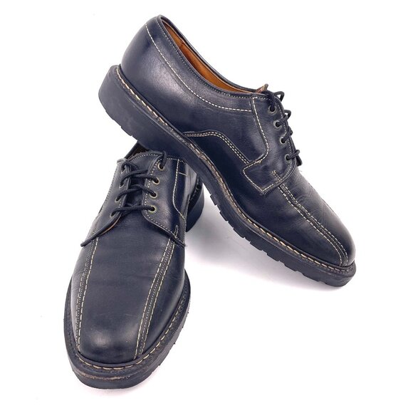 Allen Edmonds Mapleton Derby Shoes Black Leather Lug Sole Size 9C Made in USA - Picture 1 of 12